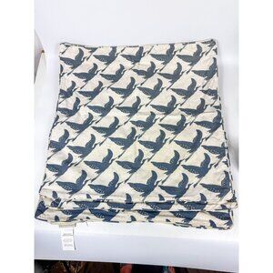 Pottery Barn Blue  White Geometric Bird Heron Stork Print Pillow Covers Set Of 6